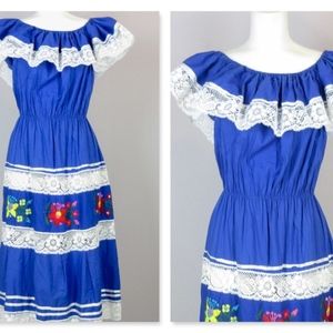 Vintage Mexican Cinco de Mayo Dress Size M L
